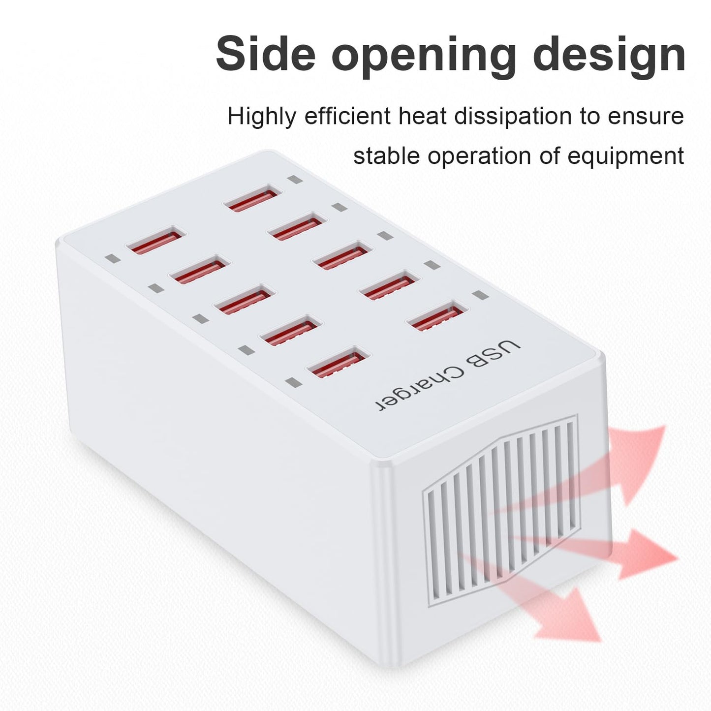 USB Charger 10-Ports Charging Station for Multiple Devices USB Wall Charger Power Hub Strip Smart Plug Charging Dock Block Compatible for iPhone