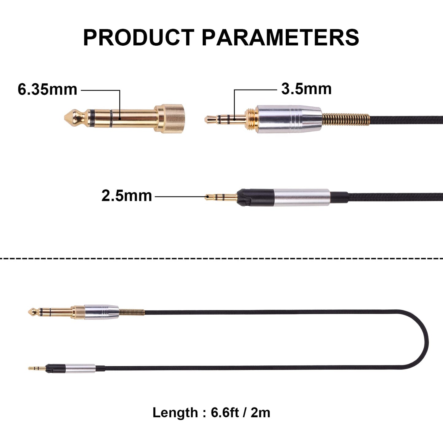 Learsoon Replacement Extension Audio Cable 3.5mm Male and 6.35mm adapter to 2.5mm Male Cord Compatible with Sennheiser HD598 HD558 HD518 HD598Cs…