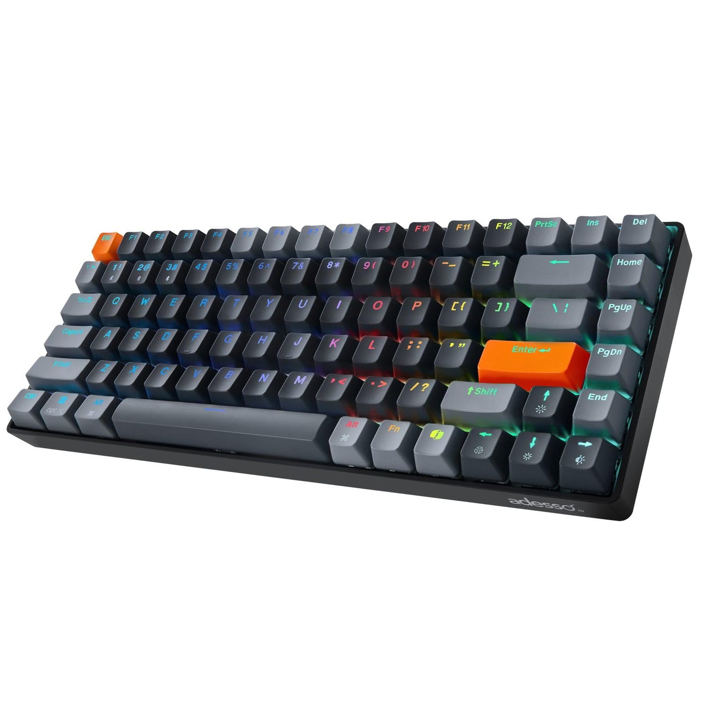 Adesso EasyTouch 1000 Wired/Wireless/Bluetooth Multi-OS Illuminated Mechanical VIA Mini Keyboard with Copilot Ai Hotkey