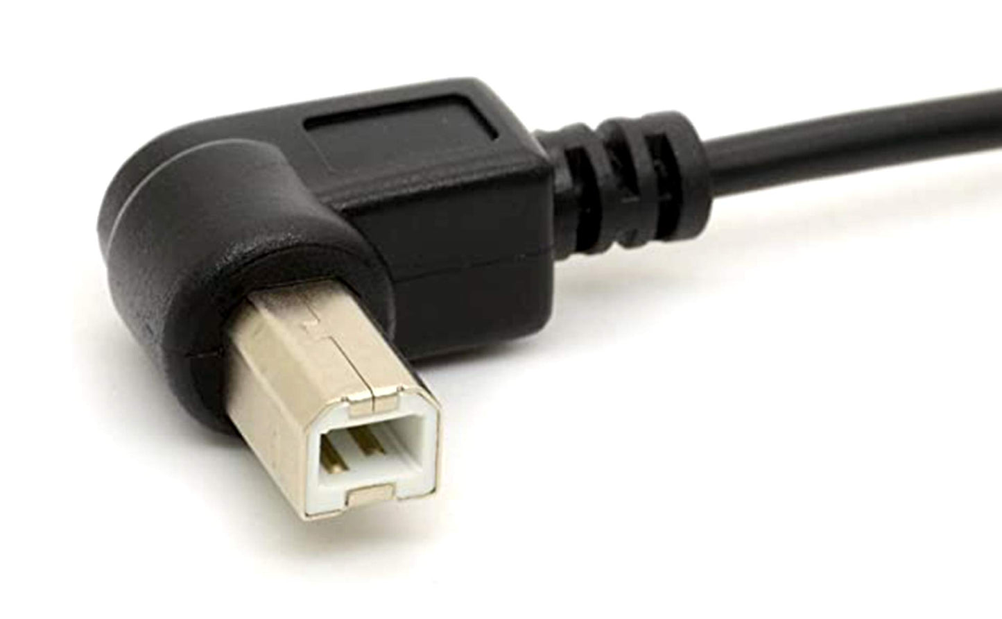 Choojialiy 4.9 Feet Right Angle Coiled USB Printer Cable, USB 2.0 Type A Male to Type B Male Spring Printer Scanner Cable(Right Angle)