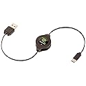 ReTrak Retractable Charge and Sync USB Type-C to Standard USB for All New Type-C Devices, Black, ETESUCAM, 6.90" x 2.40" x 0.90"