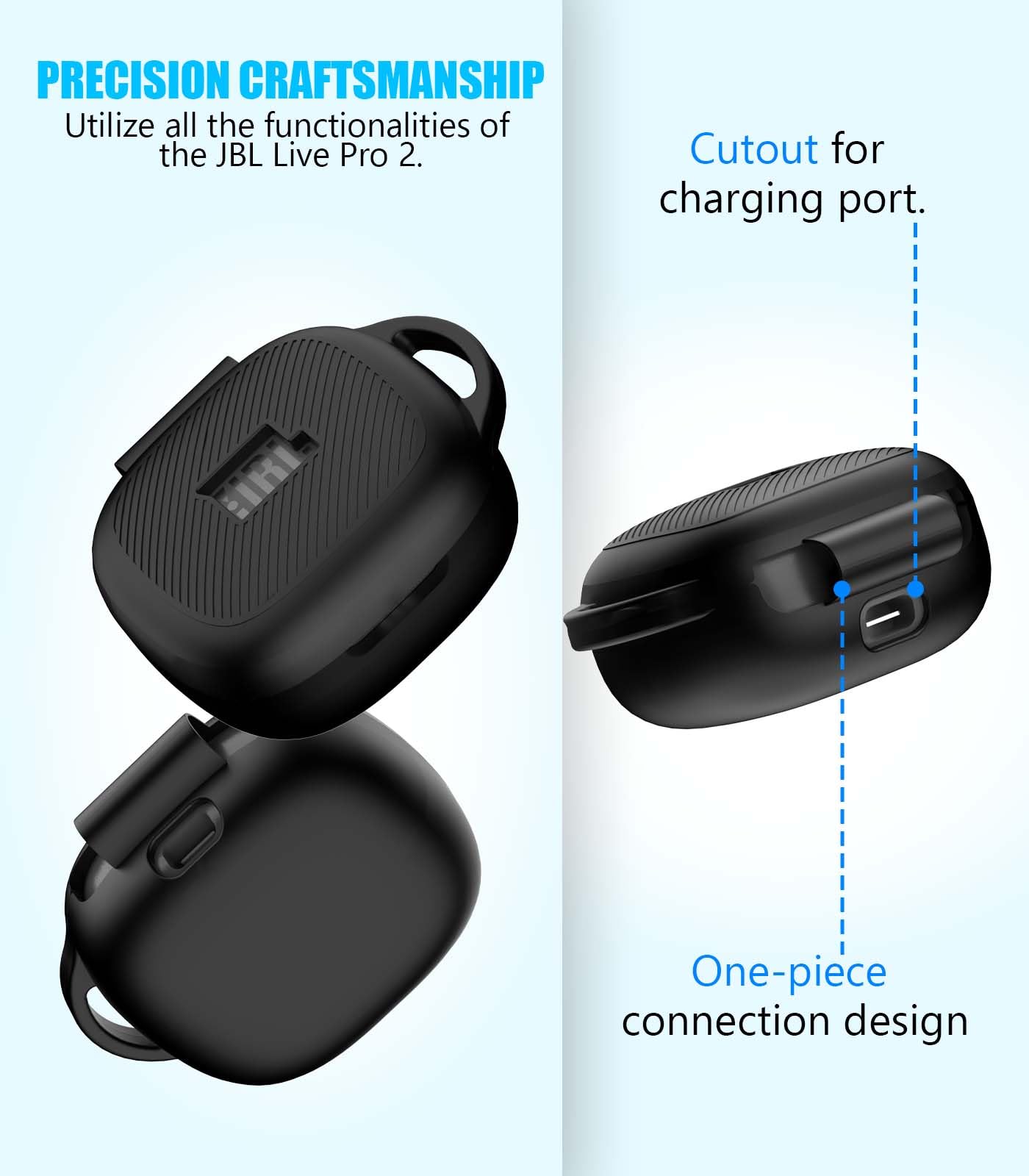 AGENTNANO [3 in 1] for JBL Live Pro 2 Case Cover with Cleaner kit, Logo Visible Design Scratch Resistant Shockproof Silicone Protective Cover for JBL