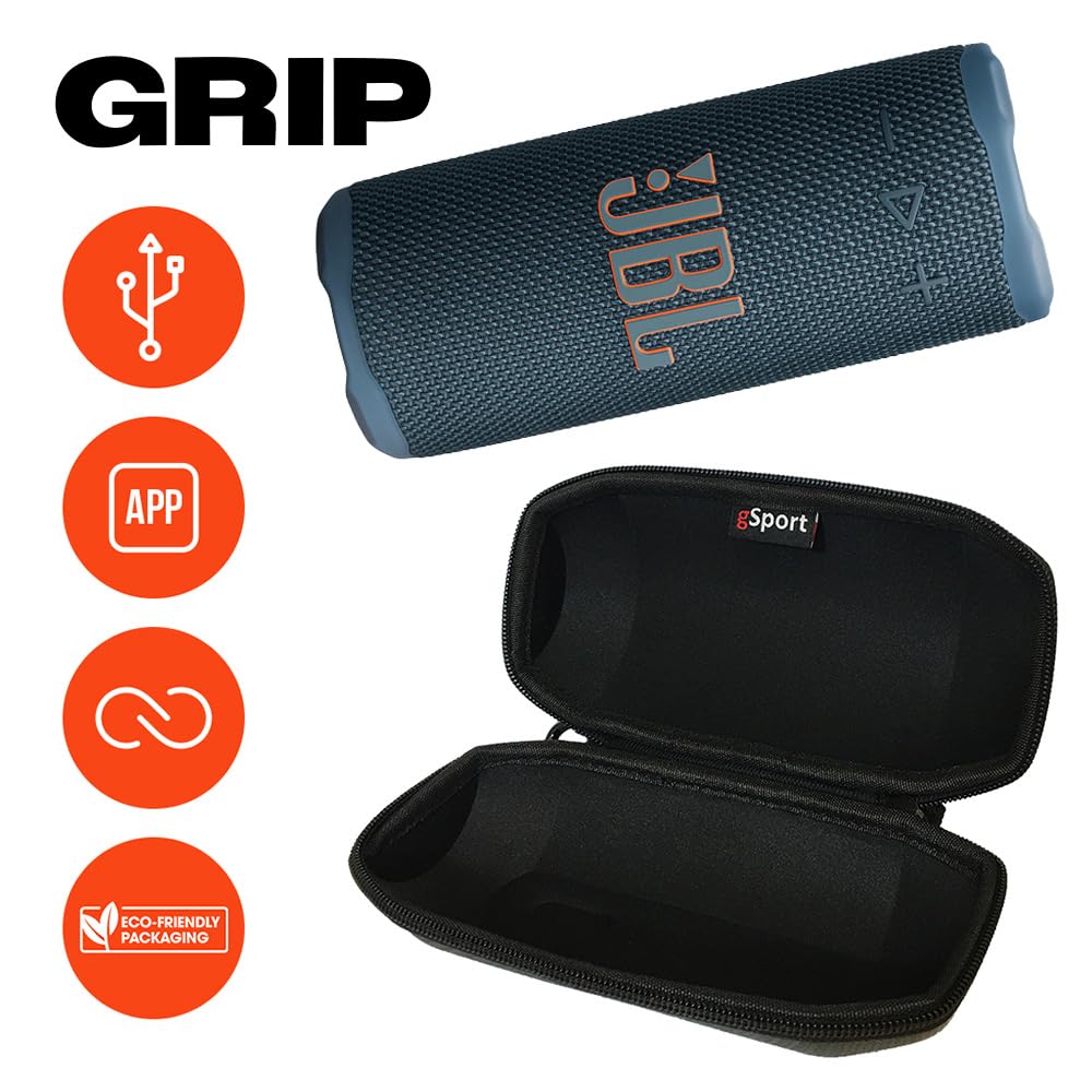 JBL Grip Compact Portable Bluetooth Speaker Bundle with gSport Case (Blue)