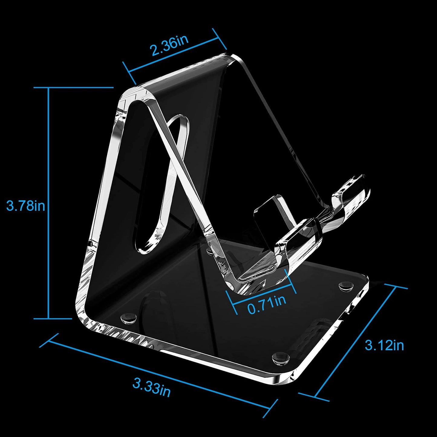 Crpich Acrylic Cell Phone Stand, Portable Clear Phone Stand for Desk, Compatible with Phone16 15 14 13 Pro Max Mini 12 11 Plus SE, Switch, Android