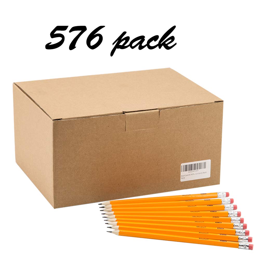 Madisi Wood-Cased #2 HB Pencils Bulk, 576 Count, Pre-sharpened