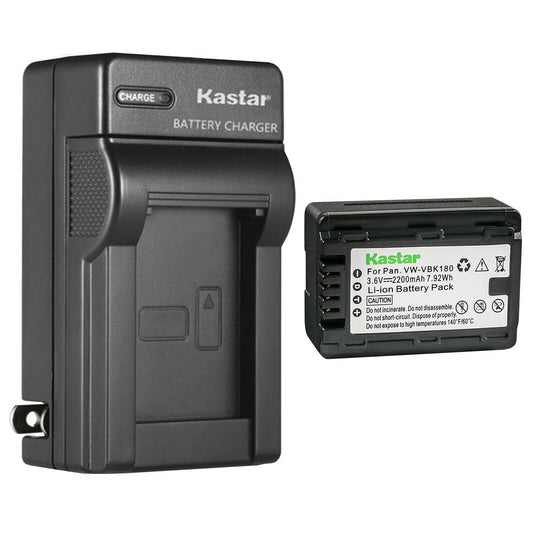 Kastar 1-Pack Battery + AC Wall Charger Replacement for Panasonic VW-VBK180 VW-VBK360 VW-VBL180 VW-VBL180PPK VW-VBL090 VW-VBL090PPK VWVBK180 VWVBK360