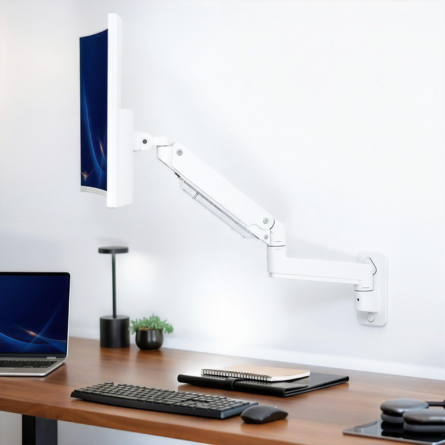 VIVO Premium Aluminum Heavy Duty Monitor Arm for Ultrawide Screens up to 49 inches and 44 lbs, Single Wall Mount, Pneumatic Height, Max VESA 100x100
