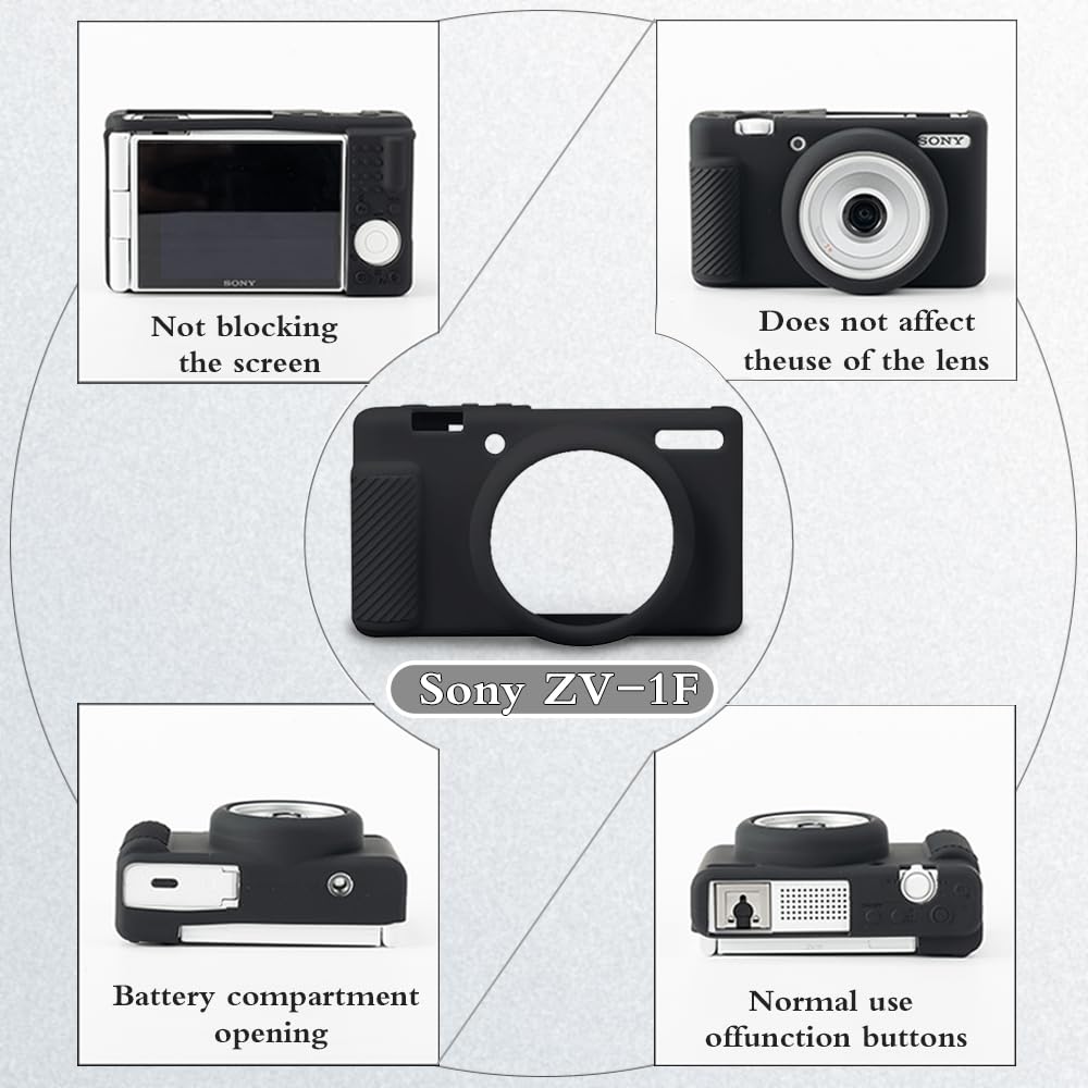 HUADU Screen Protector Compatible for Sony ZV-1F, ZV-1 II/ZV-1M2 Vlog Camera,Tempered Glass Film Anti Scratch High Definition and Soft Silicone Case