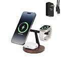 ZenStand Magnetic Wireless Charger, Compatible with iPhone & Apple Watch, Compatible with MagSafe, Walnut Wood Design, 15W Max, Soft-Touch, Wireless