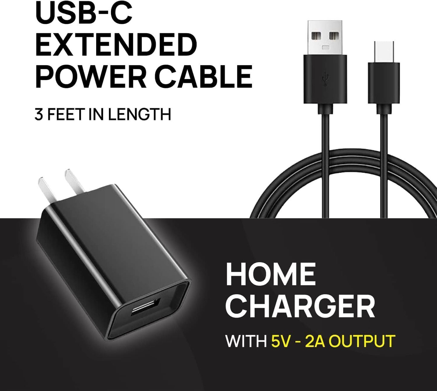Airmoto Power Kit - Car Charger and Home Charger for Airmoto Tire Inflator Portable Air Compressor - Fast Charging with 3ft Lightning Cable