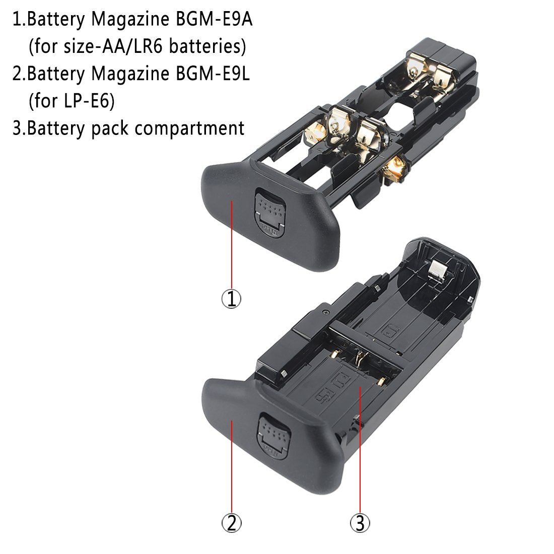 DSTE Replacement for Pro IR Remote BG-E9 Vertical Battery Grip + 2X LP-E6 LP-E6N Compatible Canon EOS 60D 60Da SLR Digital Camera