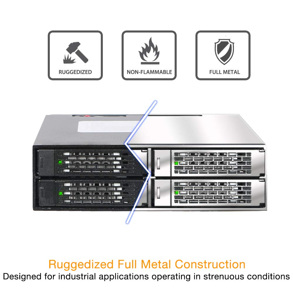 ICY DOCK Full Metal 4 x 2.5 SAS/SATA HDD/SSD Mobile Rack Enclosure for 5.25" Bay (with Fan Control) | ToughArmor MB994SP-4SB-1