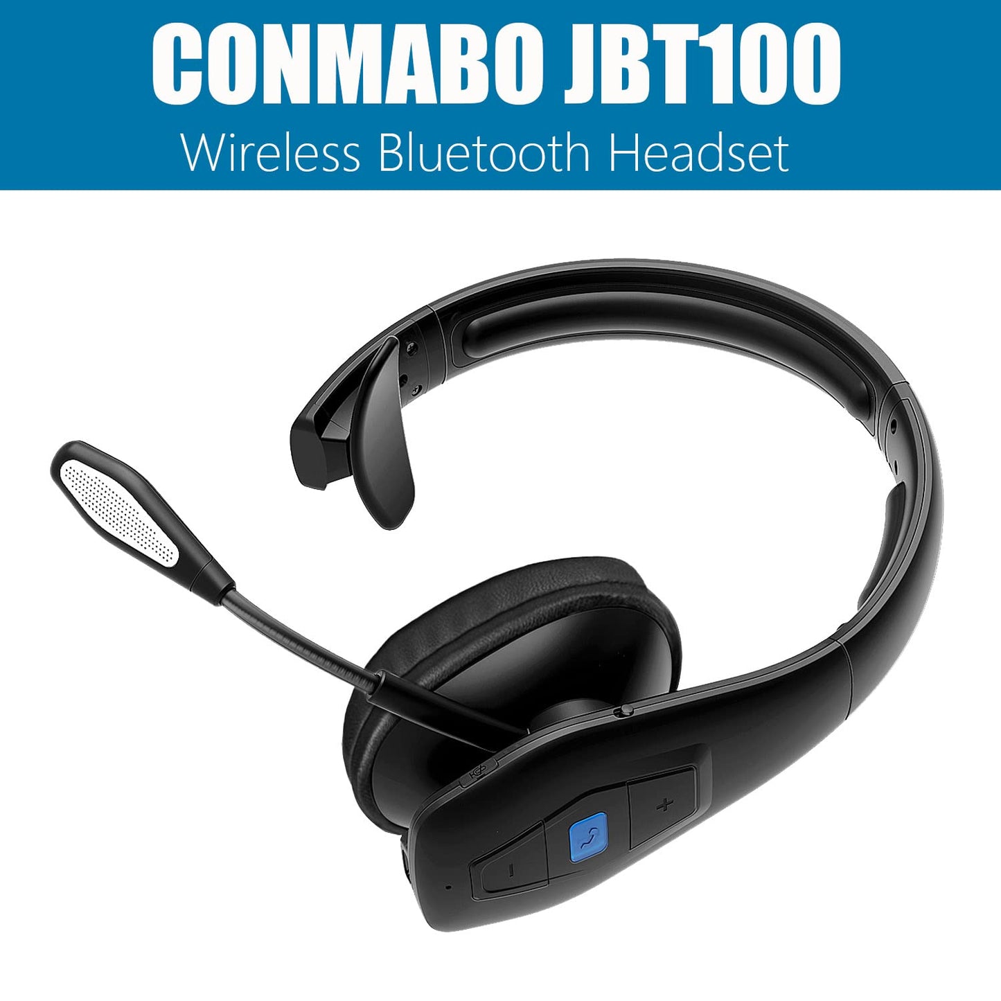Conambo Trucker Bluetooth Headset - 60Hrs Worktime Trucker headset with CVC8.0 Dual Mic Noise Cancelling, Mute Button, Upgraded Comfort and Durability