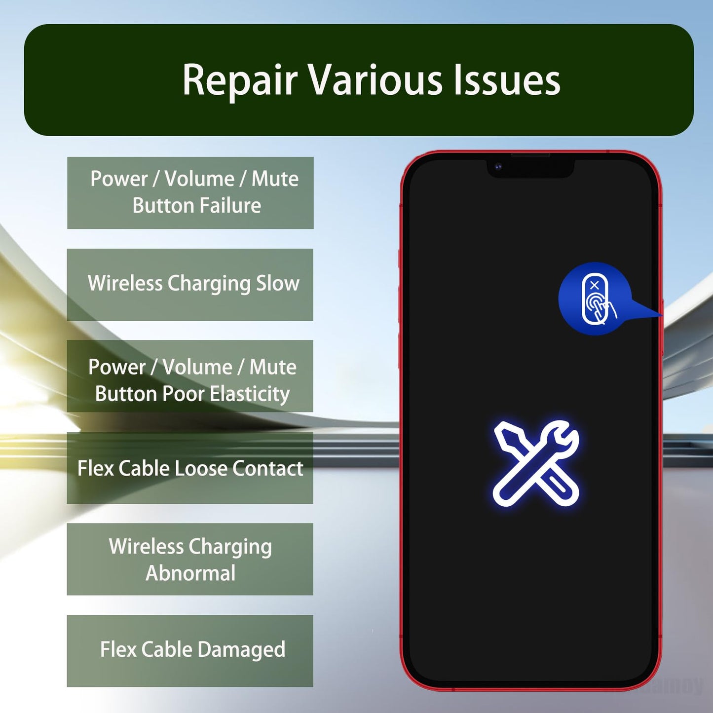 Risidamoy NFC Chip Wireless Charging Charger Panel Coil Sticker for iPhone 12 Mini with Power Volume Button Flex Cable Replacement for iPhone 12Mini