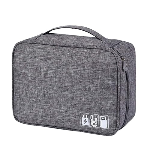 Hemobllo Electronics Accessories Organizer Portable Hard Drive Pouch Cord Case for Travel Grey