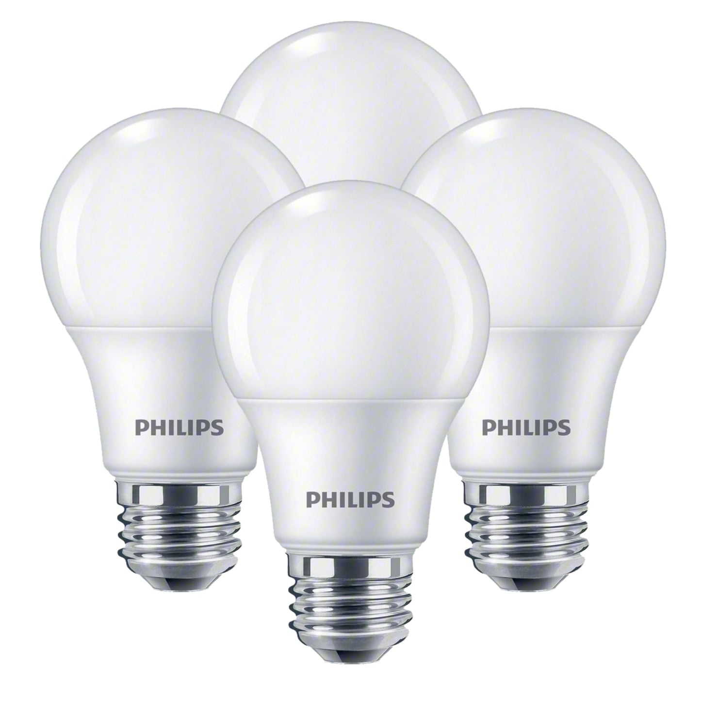 PHILIPS LED Frosted Non-Dimmable A19 Light Bulb - Pack of 4 - EyeComfort Flicker Free - 8.8W = 60W - 800 Lumen - Soft White (2700K) - E26 Base