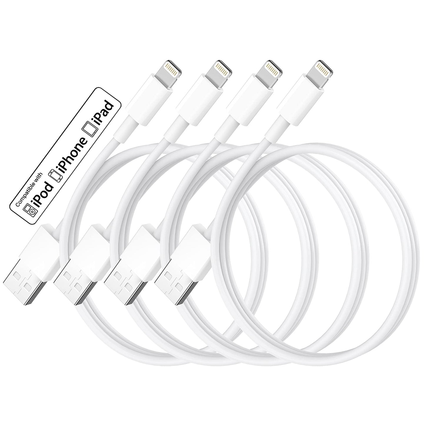 PGQBS for iPhone Charger Cable 3ft 4Pack for Lightning to USB Charging Cord 3Foot,for Apple for iPhone 14 Pro Max/14/13/12/11/XR/Xs/X/8/7/6…