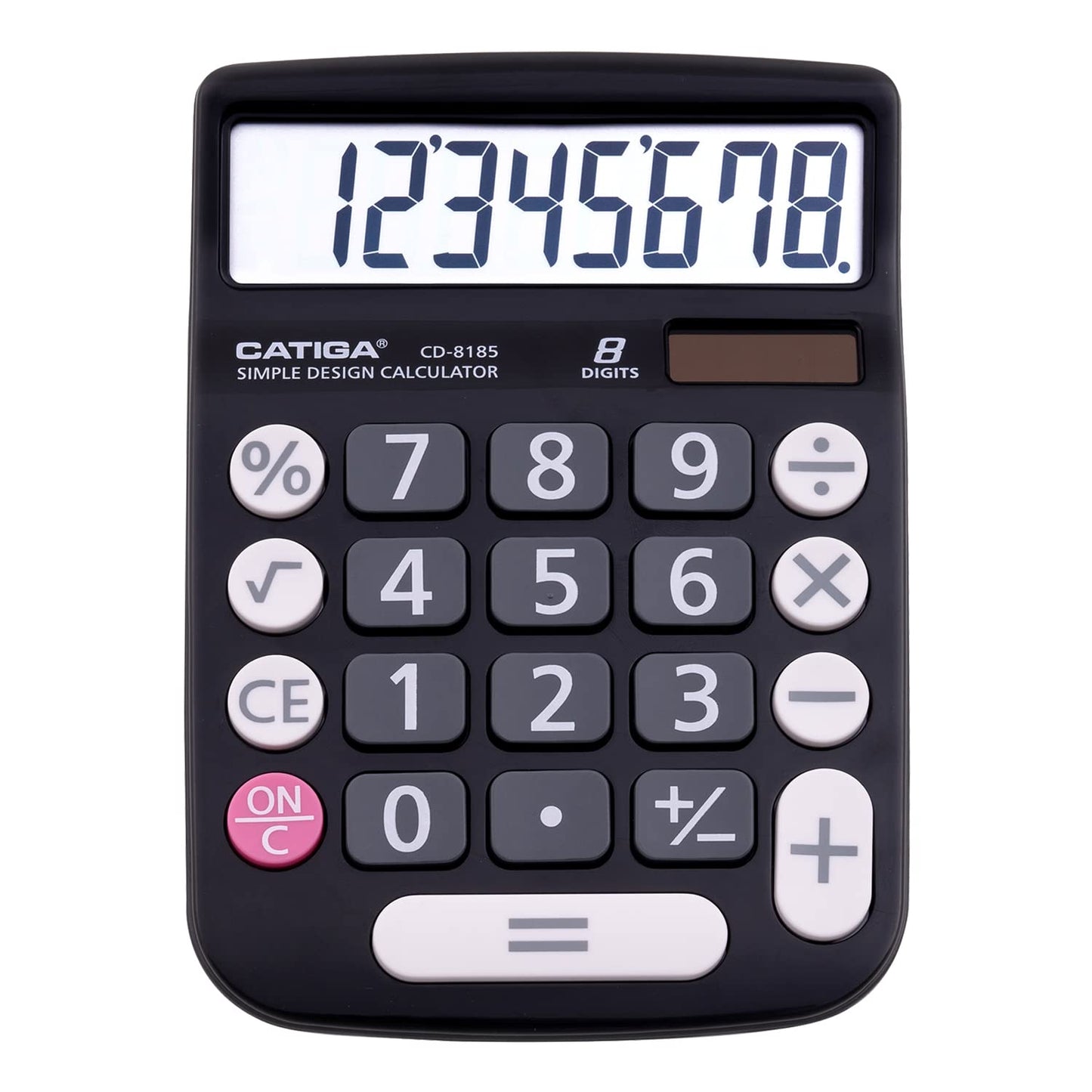CATIGA Desktop Calculator 8 Digit with Solar Power and Easy to Read LCD Display, Big Buttons, for Home, Office, School, Class and Business, 4 Function