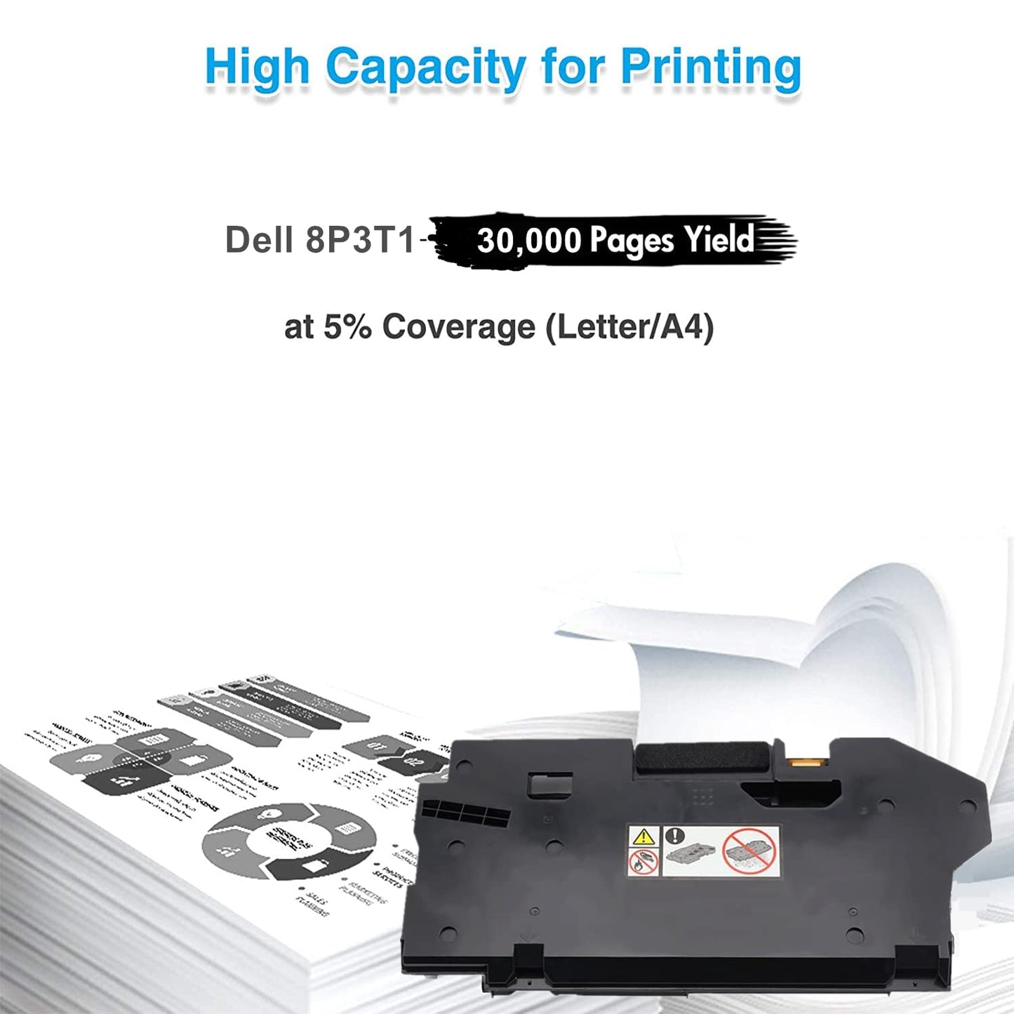 Compatible H625cdw H825cdw S2825cdn Waste Toner Container Box for Dell H625cdw H825cdw S2825cdn Color Laser Printer