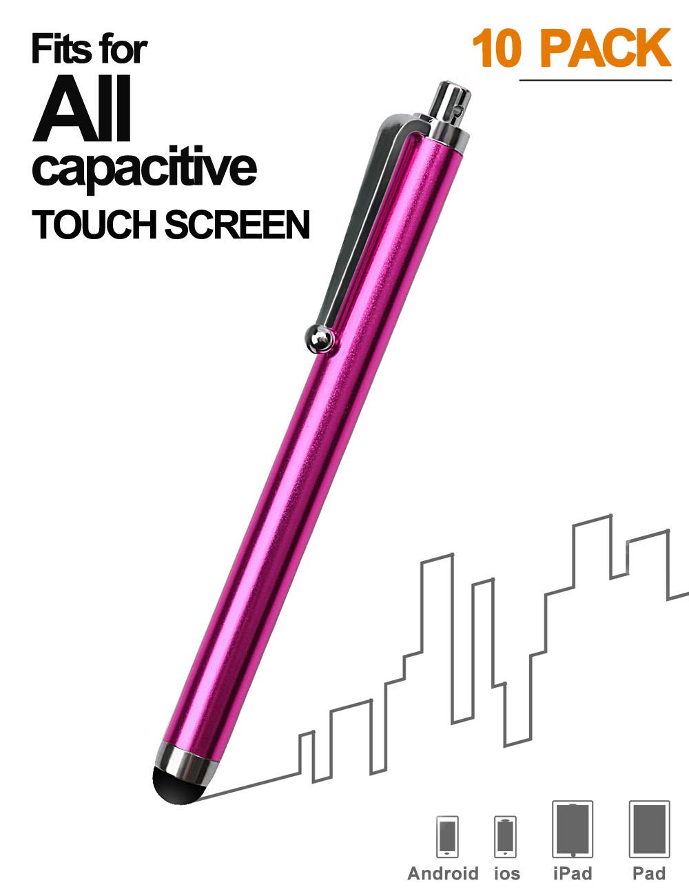 LIBERRWAY Stylus Pens for Touch Screens, Universal Touch Screen Stylus for iPad iPhone Samsung (10 Pack)