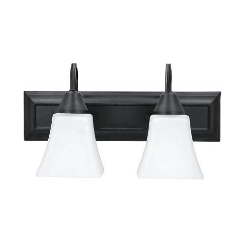 Luminance Square Lexington Vanity Light Wall Sconce | Black and White Bathroom Decor Fixture for Over Sink and Above Mirror | Mount as Uplighting or