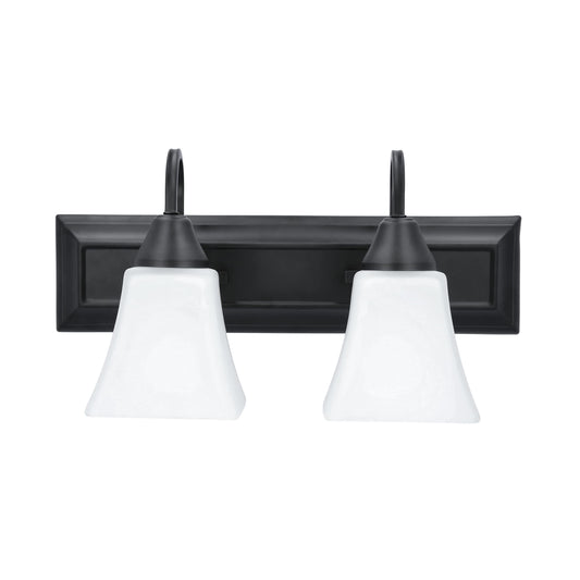 Luminance Square Lexington Vanity Light Wall Sconce | Black and White Bathroom Decor Fixture for Over Sink and Above Mirror | Mount as Uplighting or