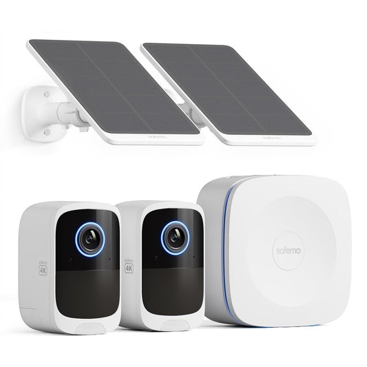 Safemo 4K Security Cameras Wireless Outdoor/Indoor, Battery Cameras for Home Security, No Monthly Fees, 32G Local Storage, Advanced AI, 5W Solar