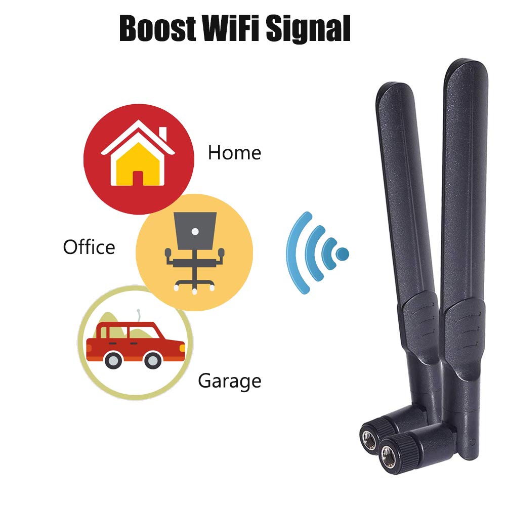 EJOYS 9dBi Dual Band WiFi Antenna RP SMA Male 2.4GHz, 5Ghz,5.8Ghz U.FL/IPEX to RP SMA Female Pigtail Cable for Mini PCIe Card Wireless Routers PC