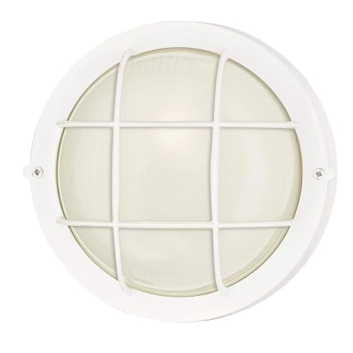 Westinghouse 6783600 One-Light Outdoor Wall Fixture, White Finish, White Glass Lens, Round