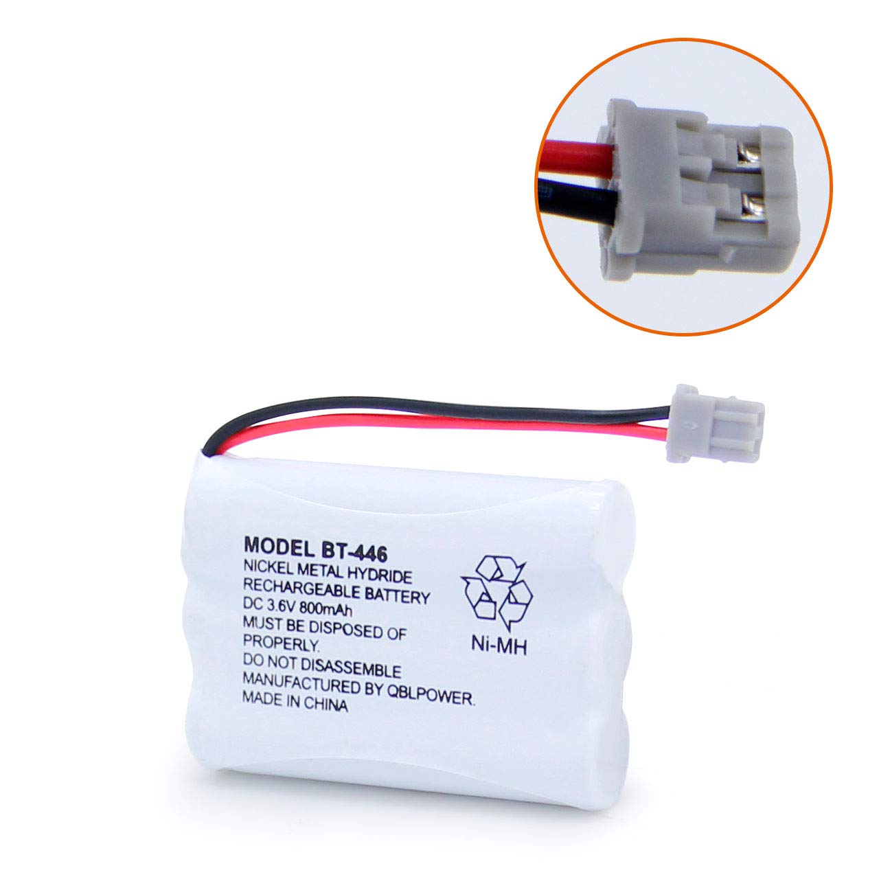 QBLPOWER BT446 BT-446 Cordless Phone Battery Rechargeable Compatible with Uniden BBTY0503001 BT-1004 BT-1005 GE-TL26402 BT-504 CPH-488B 3.6V 800mAh (2