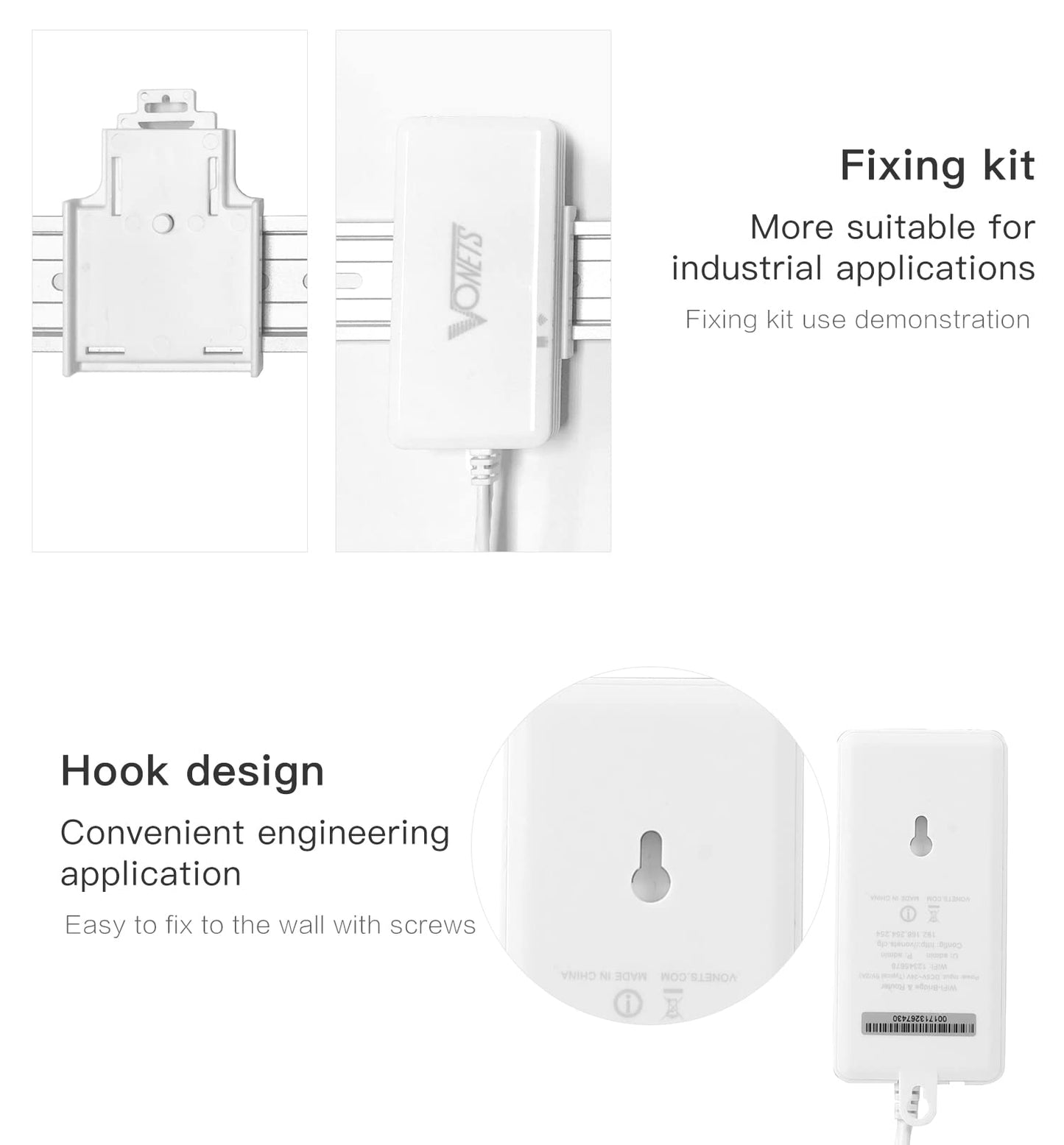 Vonets VAP11G-500S Industrial 2.4GHz Mini WiFi Bridge/Wireless Repeater/Router/Ethernet to WiFi Adapter for Industrial Application, PLC, Printer
