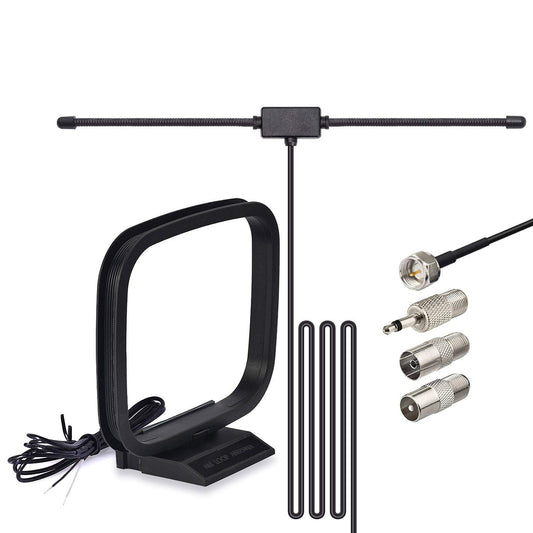 Bingfu 75 Ohm FM Radio Dipole Antenna AM Loop Antenna for Home Stereo Receiver Indoor Pioneer Onkyo Yamaha Marantz FM Radio AV Audio Video Home