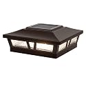 Classy Caps SLX772C 6x6 Brown Aluminum Oxford Solar Post Cap - High-Performance Solar Lighting, 2 LEDs, Durable Cast Aluminum, Decorative Glass Lens