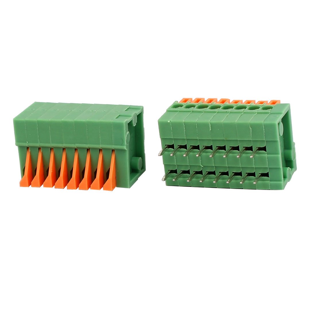 uxcell 10pcs KF141R 150V 2A 2.54mm Pitch 8P Green Spring Terminal Block for PCB Mounting