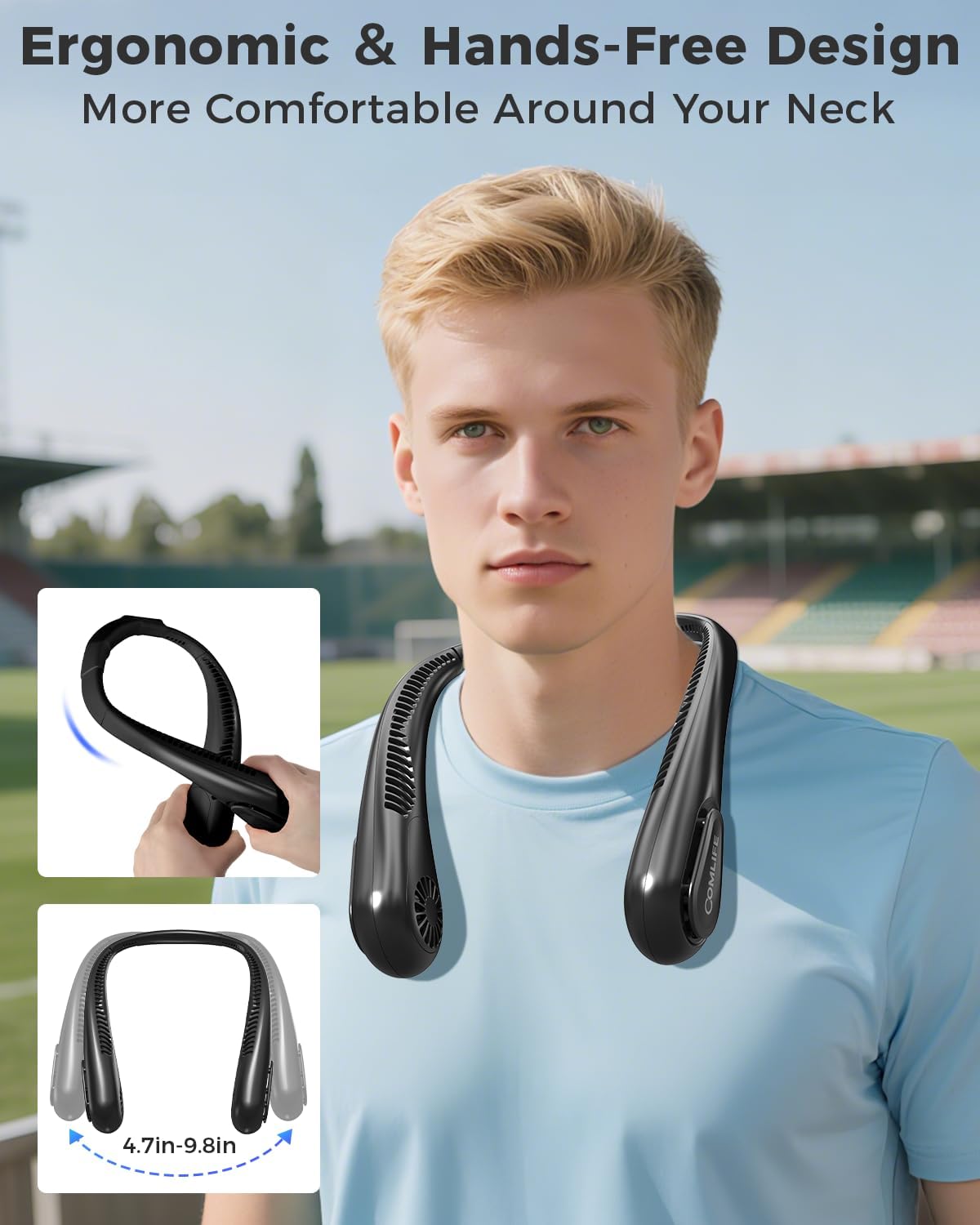 Portable Bladeless Neck Fan, Valentines Day Gifts for Him, Birthday Gifts for Men Women Father's Mother's Day, Wearable Cooling Fan Rechargeable