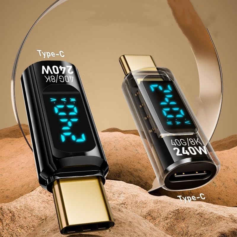Transparent LED Display PD 240W USB4.0 40Gbps Type C to C OTG Adapter 8K@60Hz 5A Fast Charging Cable for Mobile Phone, Laptop and More