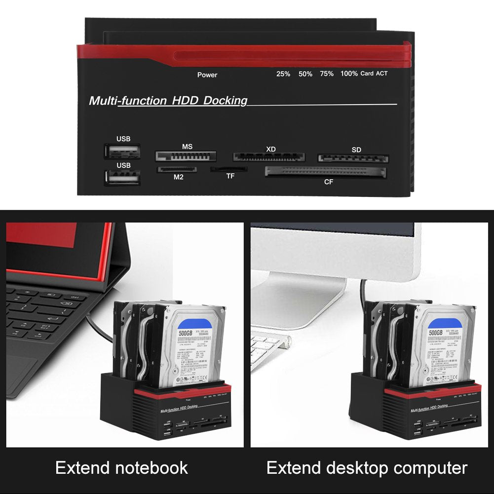 2.5/3.5 Inch Double Bay Docking Station, Hard Disk Docking Station, USB3.0 SATA/IDE Universal Hard Disk Reader, HUB Reader for 2000 / /Vista