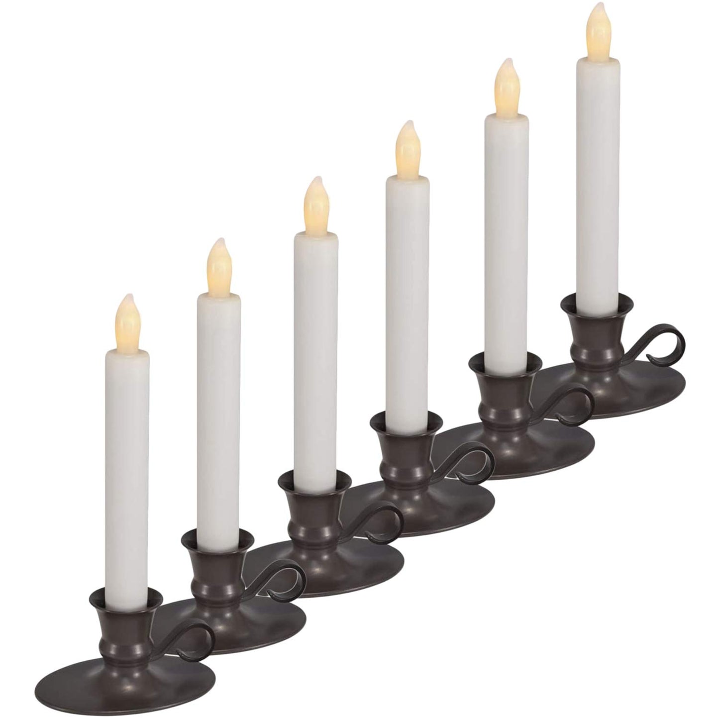 Mark Feldstein & Associates LED Taper Classic White 8 inch Acrylic Christmas Flameless Candles Set of 6 with Timer