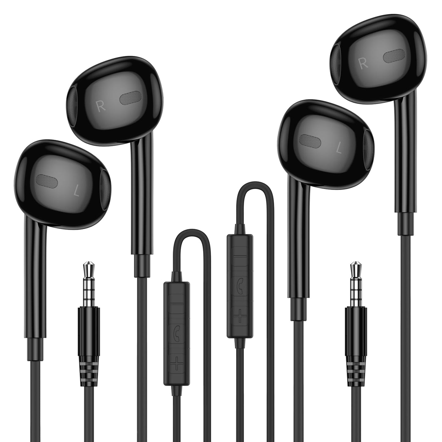 MOSWAG in Ear Headphones, Half in Ear Headphones with Mic Built in Volume Control Suitable for IPad, Android, MP3, Samsung Most 3.5mm Audio Devices