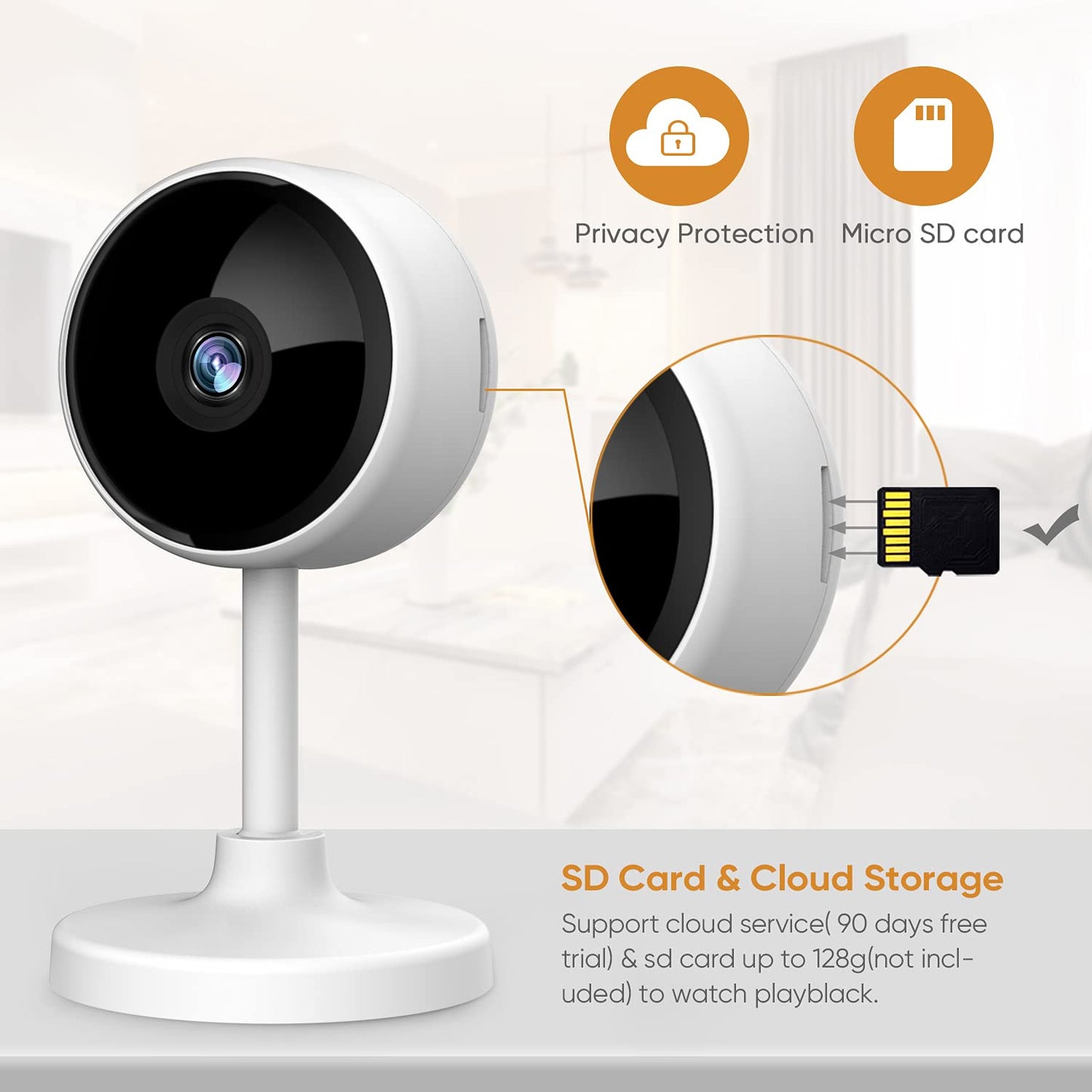 Crzwok Indoor Security Camera, 1080P HD WiFi Home Wireless Camera with 2-Way Audio, Night Vision, Motion Detection for Pet/Elder/Baby/Nanny Monitor