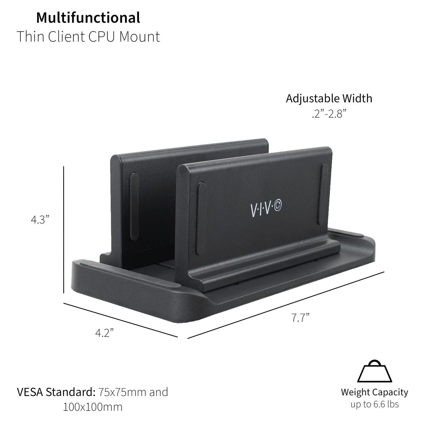 VIVO Multifunctional Adjustable Thin Client Mini PC Mount Bracket, CPU VESA Monitor Arm Computer Holder, Freestanding Desk Stand, Vertical Laptop