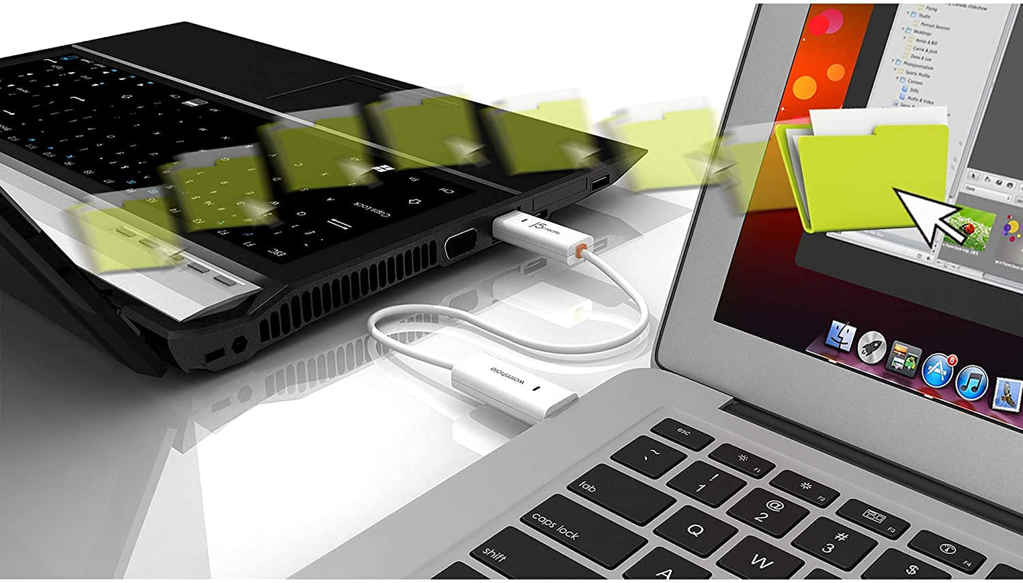 j5create Wormhole Switch USB Transfer Adapter: Seamlessly Share Files, Keyboard, and Mouse Between Win/Mac, Win/Win, and Mac/Mac (JUC400)