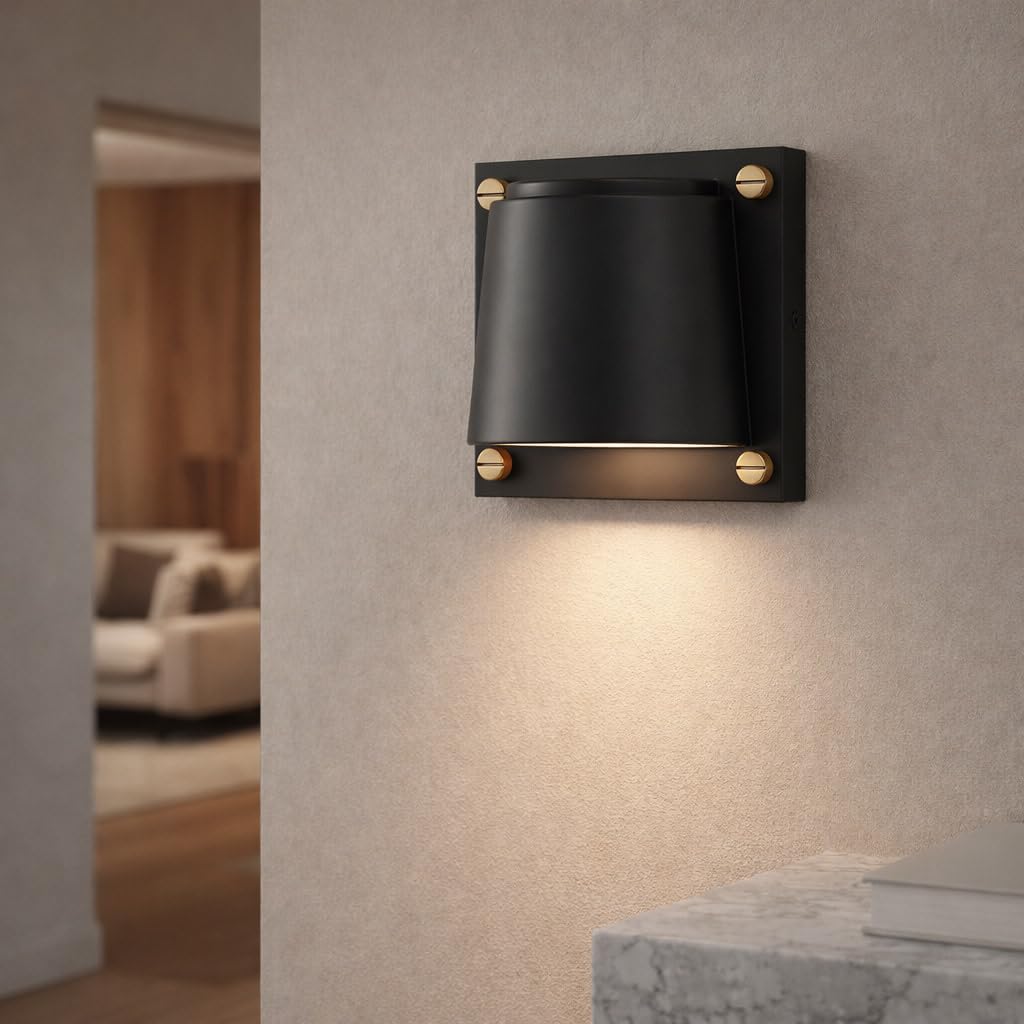 Hinkley Scout Single Light Wall Sconce, Compact, LED Included, On/Off Switch, Interchangeable Decorative Screws, Black Finish