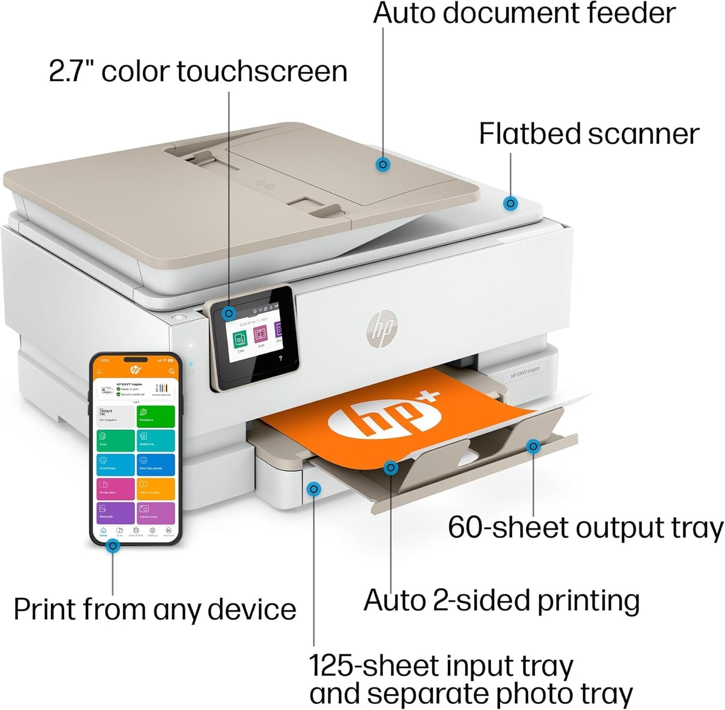 HP Envy Inspire 7255e Wireless Color Thermal Inkjet Printer, Print, scan, Copy, Easy Setup,Mobile Printing, Best-for-Home, Instant Ink (6 Months
