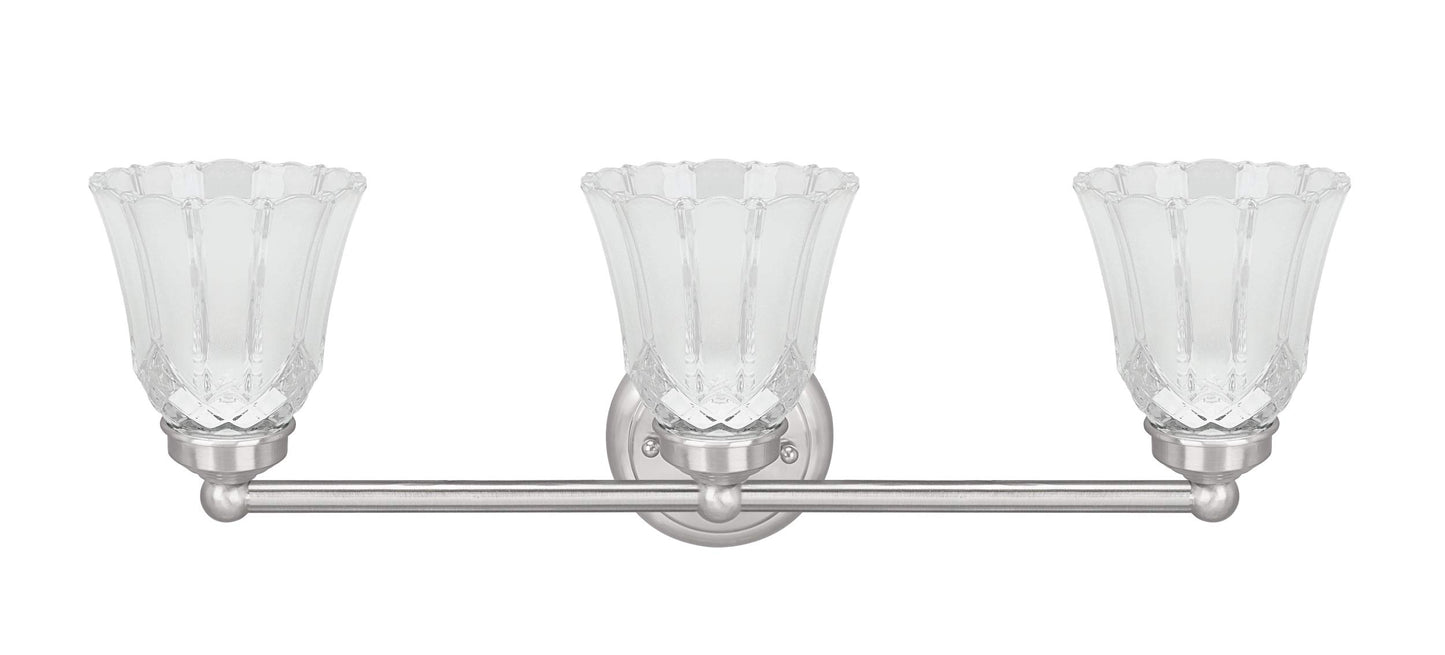 Aspen Creative 62172-1A, Three-Light Metal Bathroom Vanity Wall Light Fixture, 22" Wide, Transitional Design in Satin Nickel