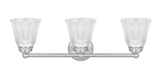 Aspen Creative 62172-1A, Three-Light Metal Bathroom Vanity Wall Light Fixture, 22" Wide, Transitional Design in Satin Nickel