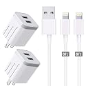 CNANKCU iPhone Charger Double USB MFi Certified Cable (6/6FT) with 2 Port Wall Charger Adapters (4-Pack) Fast Charging Block Power Plug Compatible