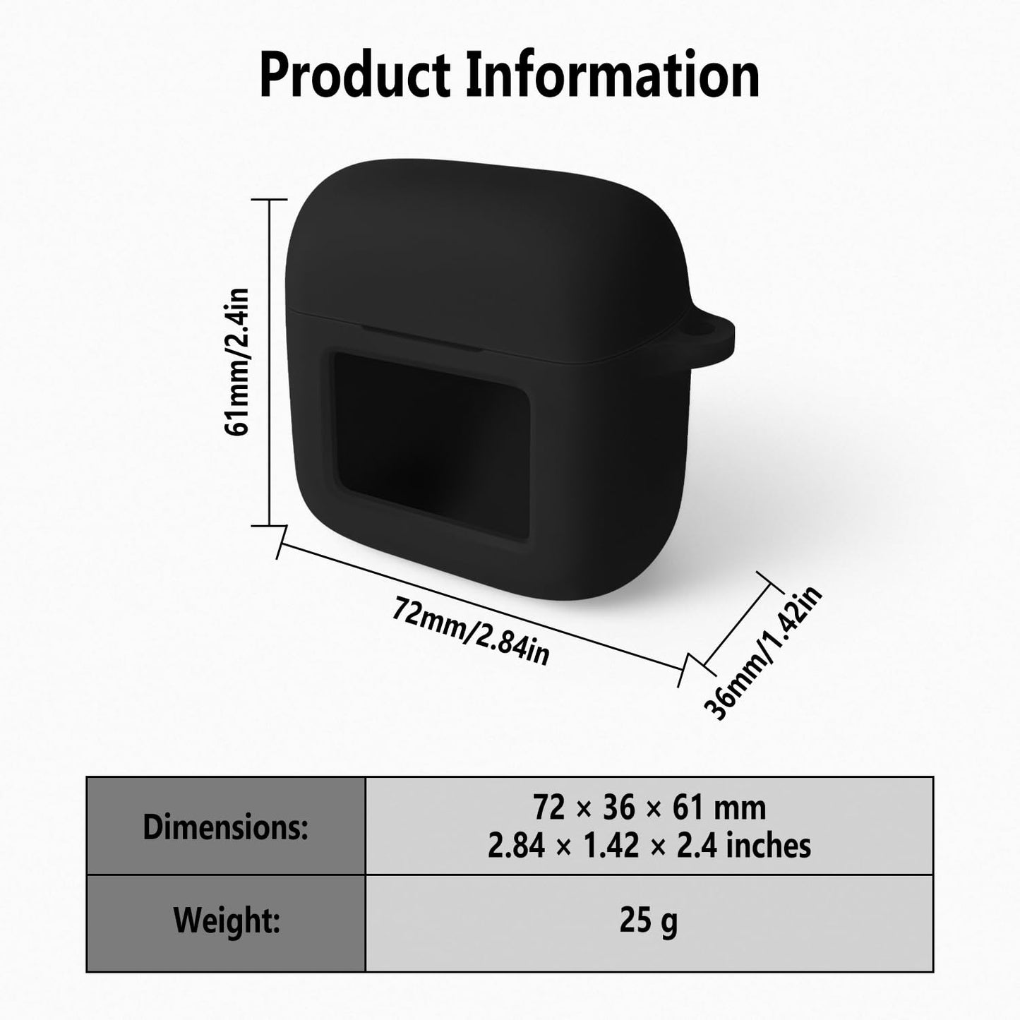 Geiomoo Silicone Case for JBL Tour Pro 3, Protective Cover with Carabiner (Black)
