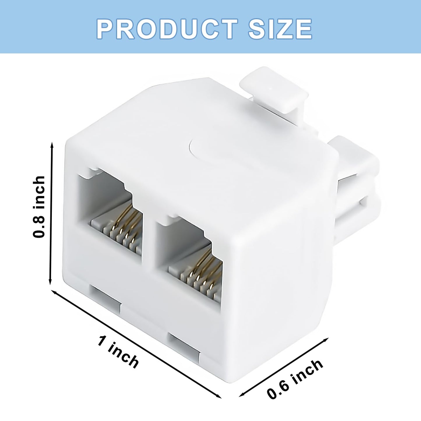 YIENFBEV Phone line Splitter, RJ11 Wall Plate Male Plug to Dual RJ11 Female Socket Adapter 2 Pack - White