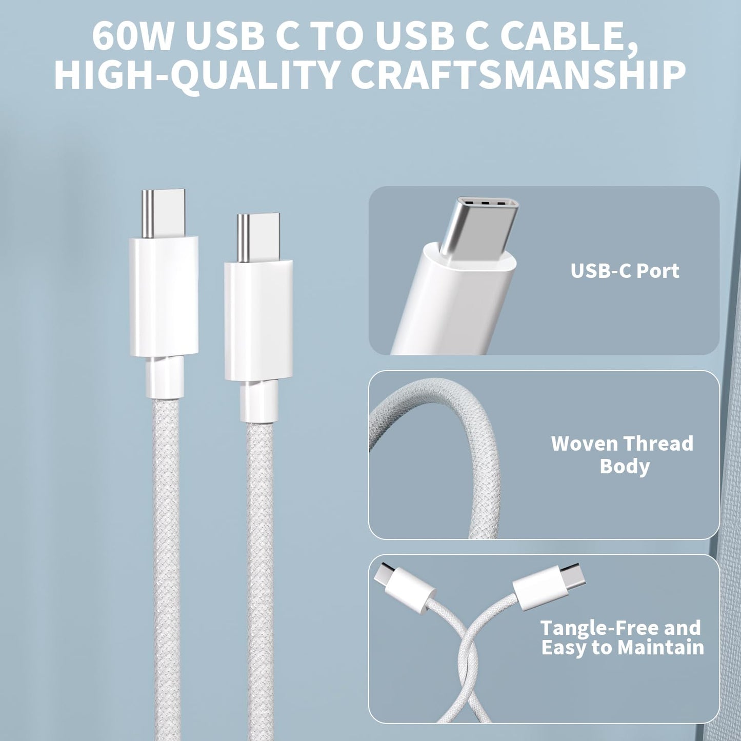 iPhone 17 Pro Charger Fast Charging,2-Pack USB C 40W Dynamic Power Adapter with 60W Max Charger Block Long 10FT USBC Woven Cable Cord Compatible